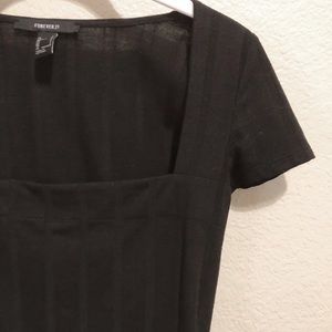 Black square neck top